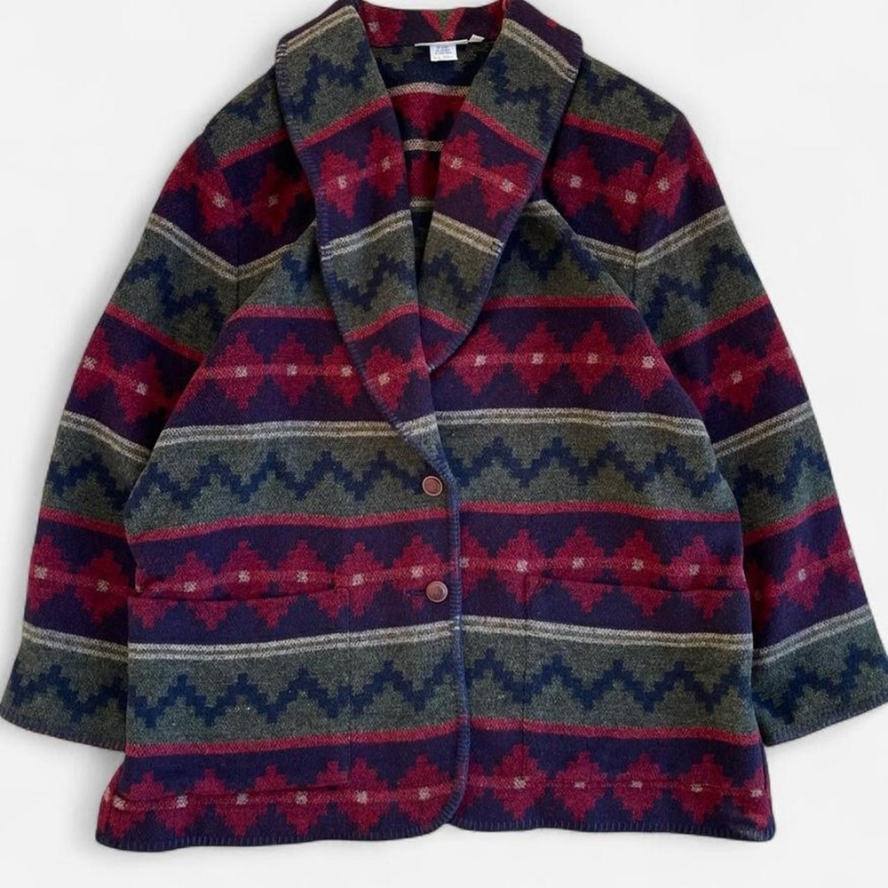 Vintage Portraits by Northern Isles Wool Aztec Southwestern Red Green Jacket